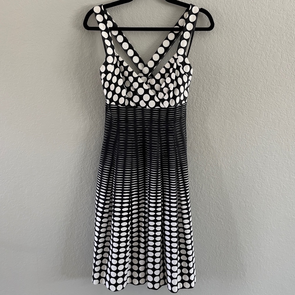 Calvin Klein size 6 black and white polka dot dress
